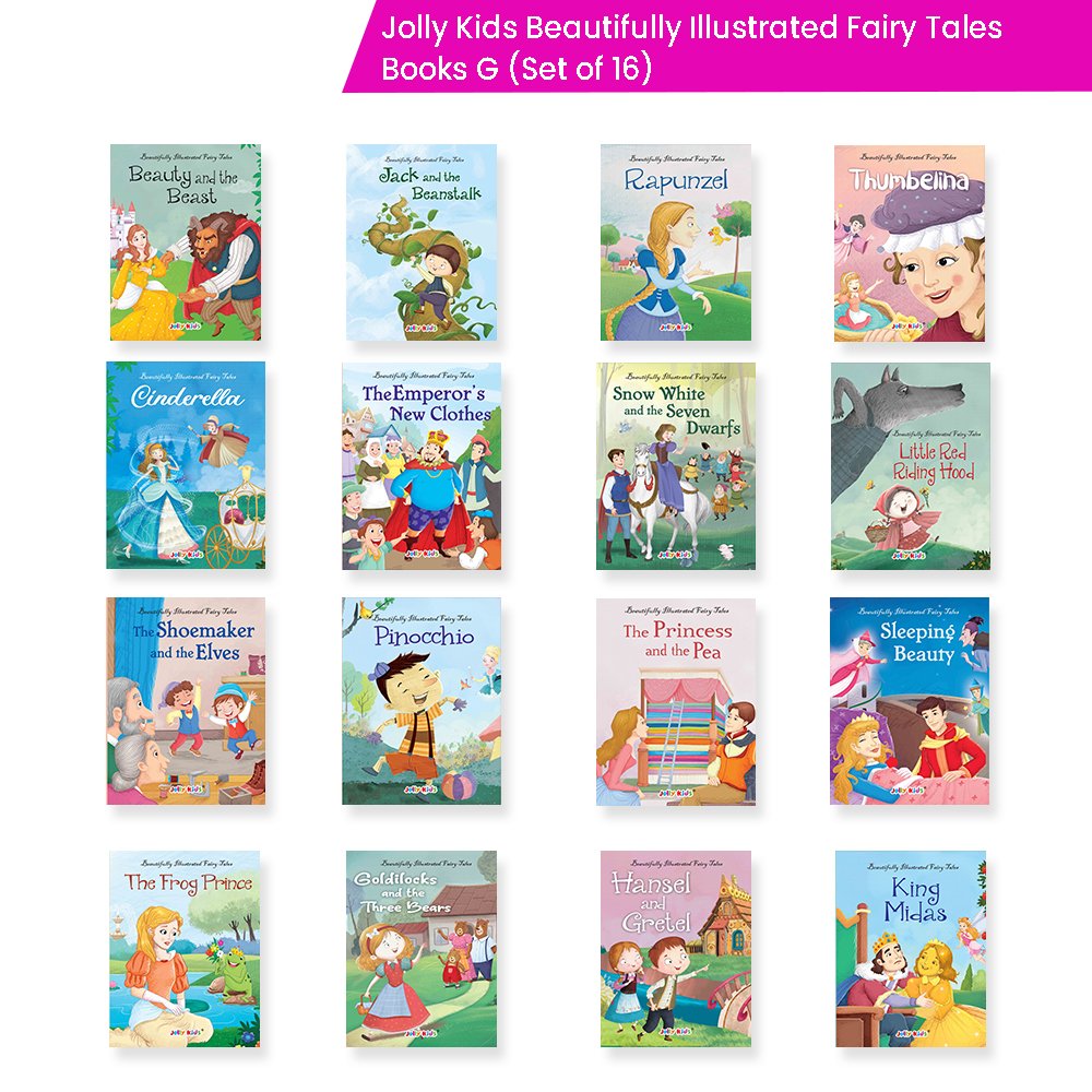 Jolly Kids Beautifully Illustrated Fairy Tales Books G Set of 16 For Kids Ages 3-8 Years| Combo Storytelling Books 