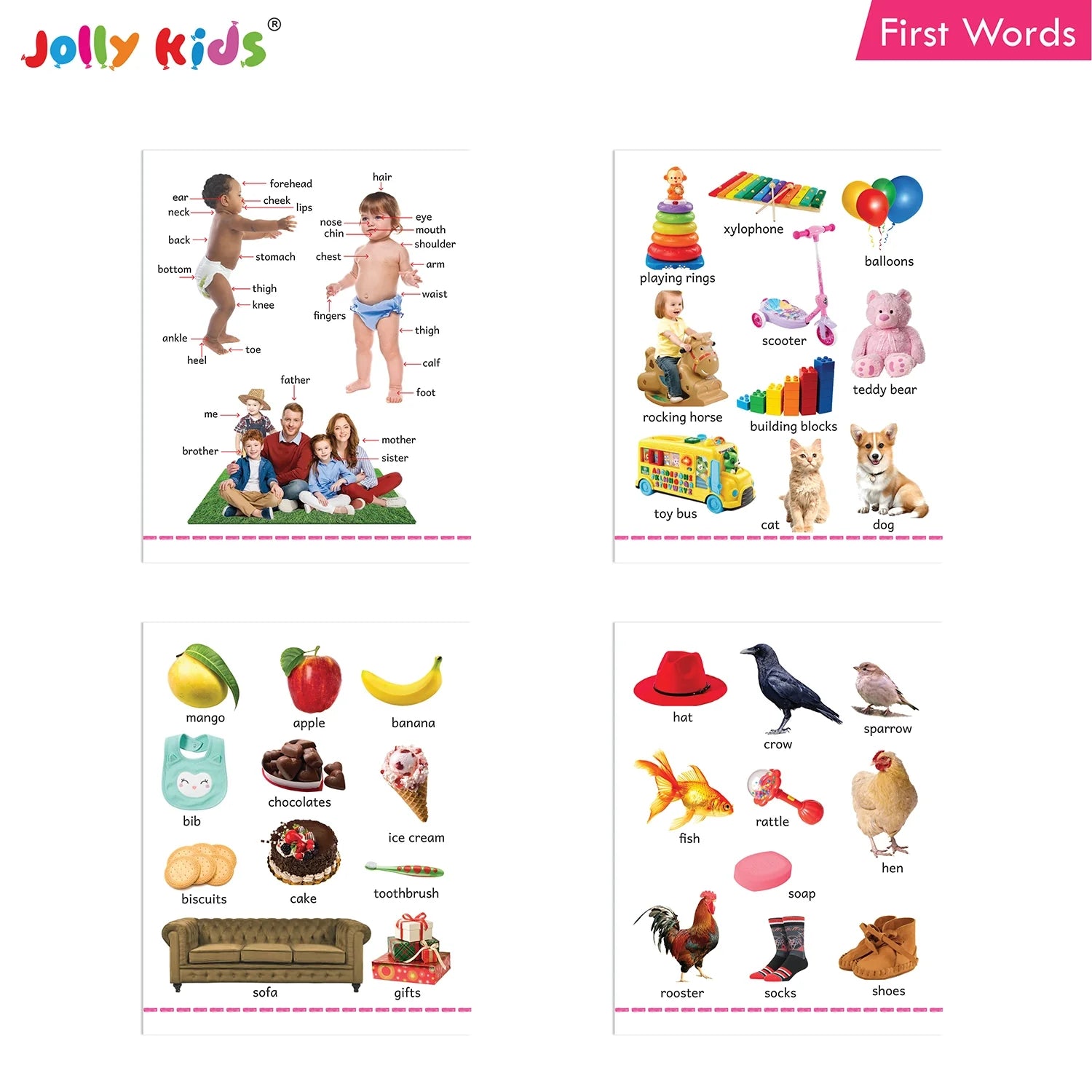 Jolly Kids My Big Board Books Set of 8 for Toddlers Ages 0-3 Years| Picture Learning Books 