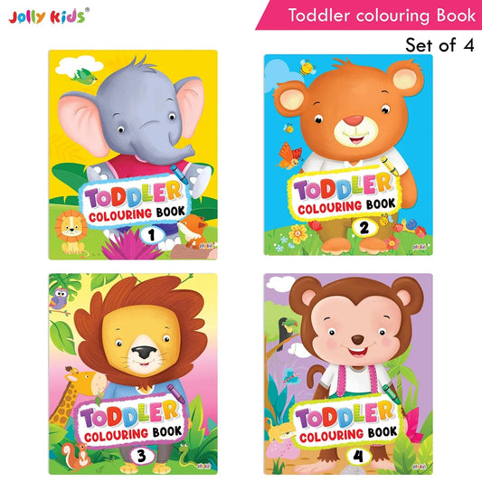 Jolly Kids Toddler Colouring Die-Cut Animals Shape Activity Books Set of 4 for Kids| Ages 1-6 Years 