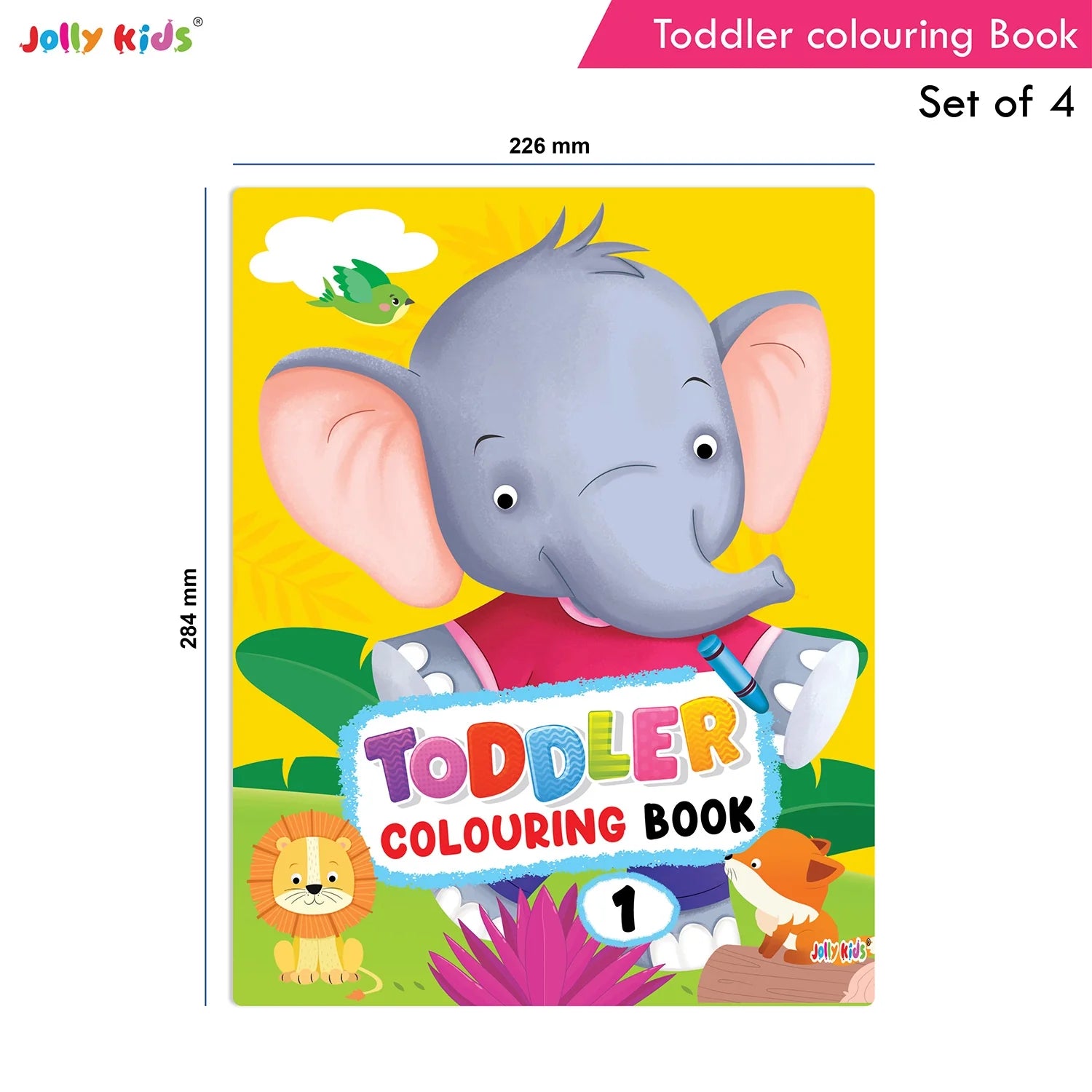 Jolly Kids Toddler Colouring Die-Cut Animals Shape Activity Books Set of 4 for Kids| Ages 1-6 Years 
