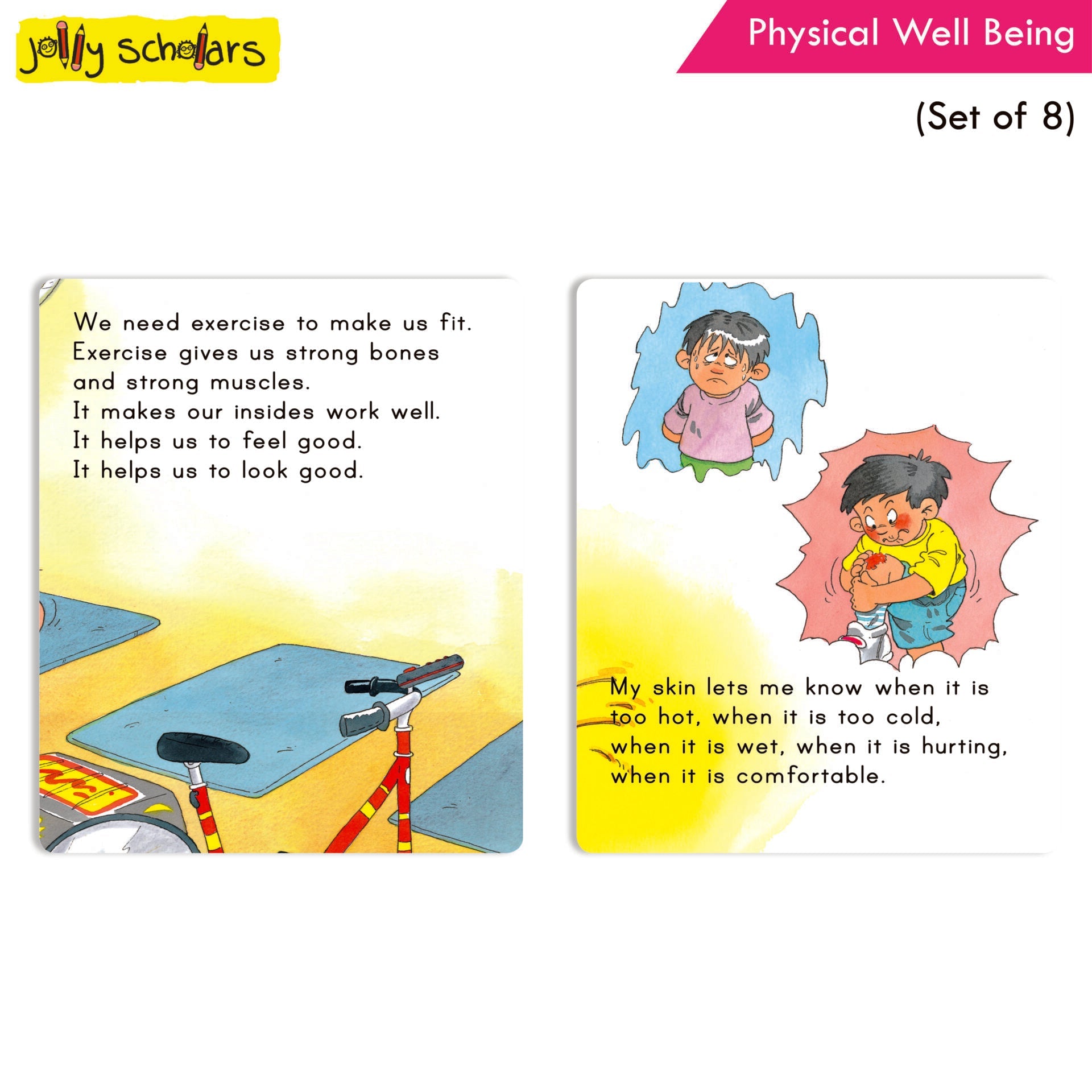 Jolly Scholars Physical Well Being Story Books Set of 8| Promote Physical Health Activity Books Ages 3-6 Years
