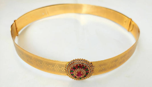 Adjustable Waist Belt/ Vaddanam/ Kamarband With Multicolor Pendant - Grab2buy
