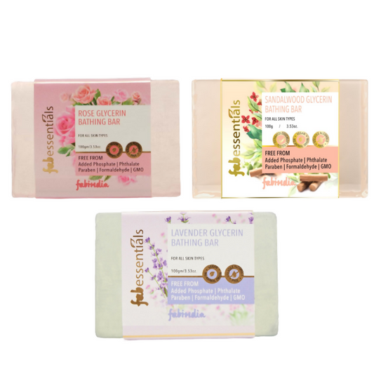 Fabessentials Assorted Glycerin Bathing Bars Combo - Rose, Sandalwood & Lavender - Grab2buy