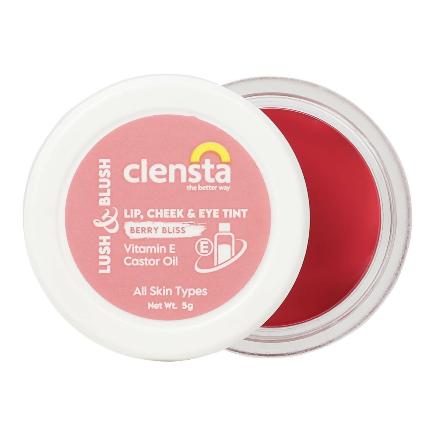 Clensta Lip Cheek Tint - Berry Bliss with Goodness of Vitamin E & Castor Oil - Grab2buy
