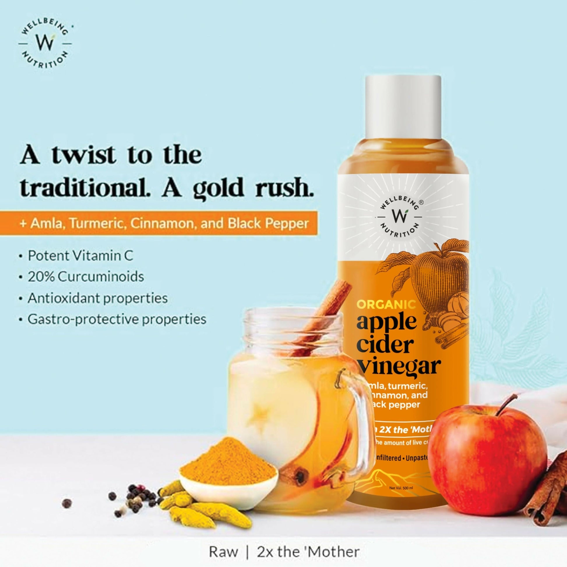 Wellbeing Nutrition Glow Korean Marine Collagen Peptides & Organic Apple Cider Vinegar with 2X Mother Combo Nutritionalab Private Limited