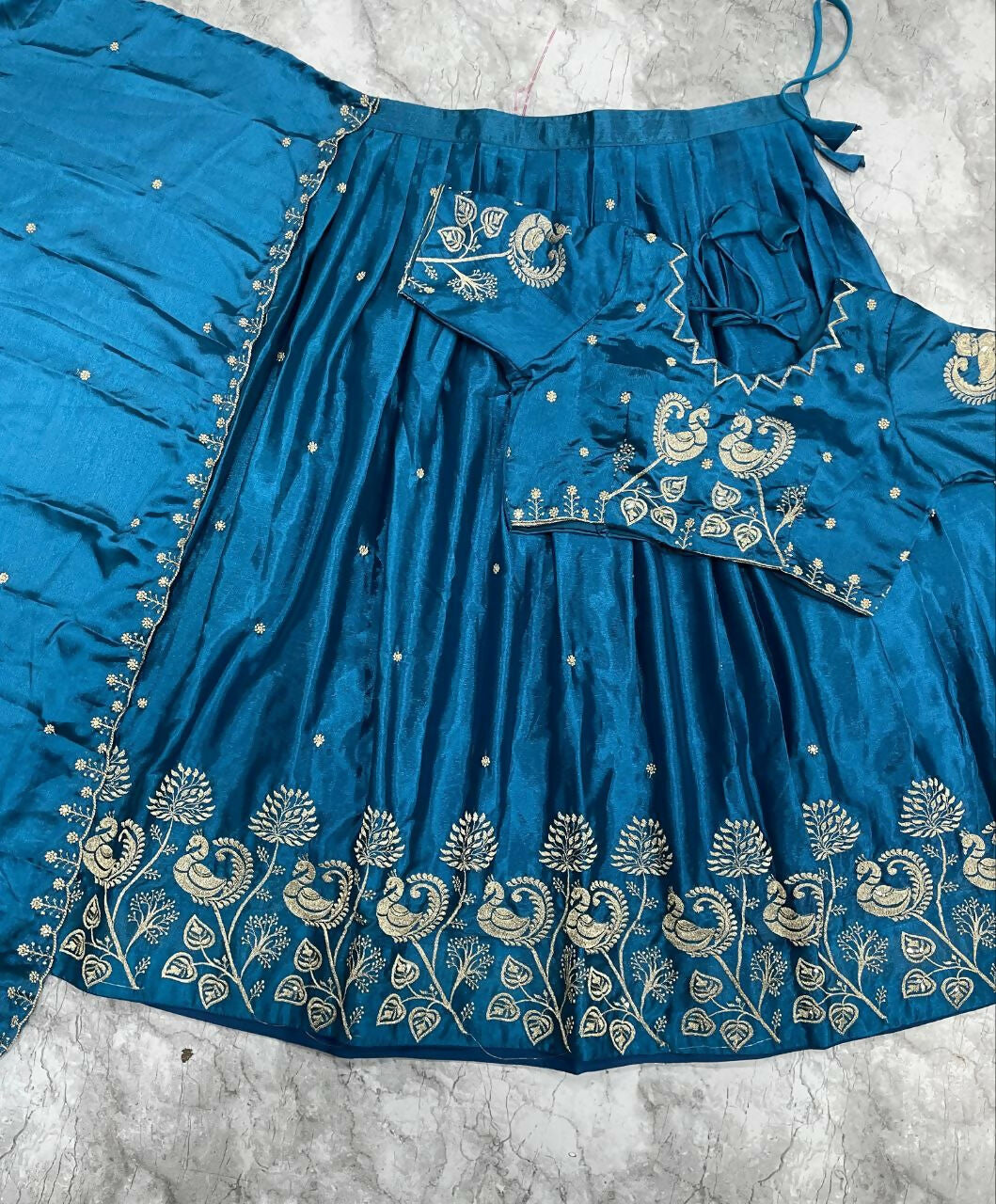 Teeya Creation New Womens Beautiful Fully Stitched Designer Lehenga Choli With Embroidered Dupatta - Blue