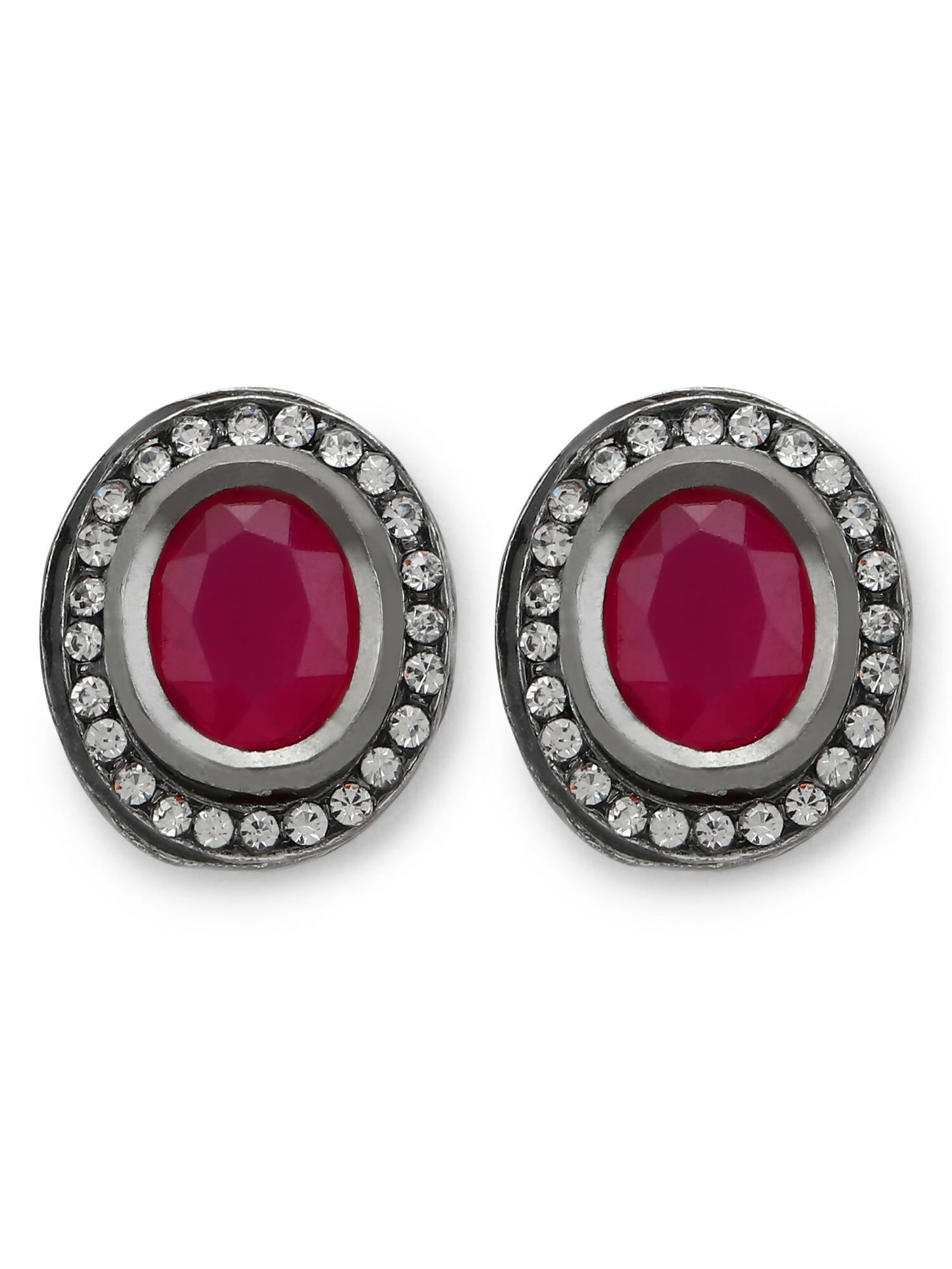 Pink Circular Studs Earrings - Ruby Raang - Grab2buy