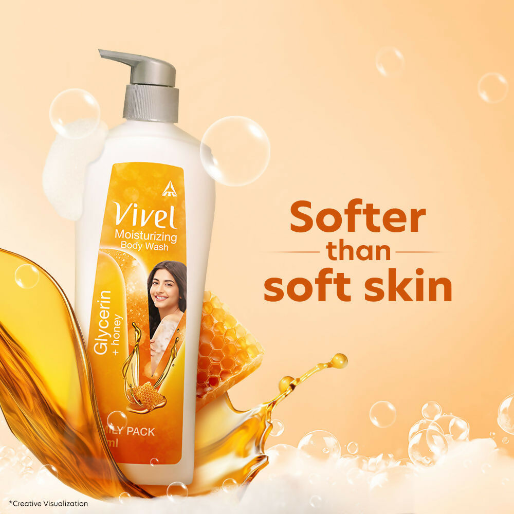 Vivel Moisturizing Body Wash Glycerin & Honey Pump Bottle Shower Gel for Soft Glowing Skin  Grab2Buy Vivel Grab2Buy