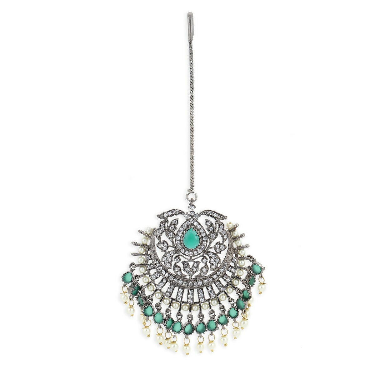 Diamond and Pearl Maang Tikka- Ruby Raang  Grab2Buy Ruby Raang Grab2Buy