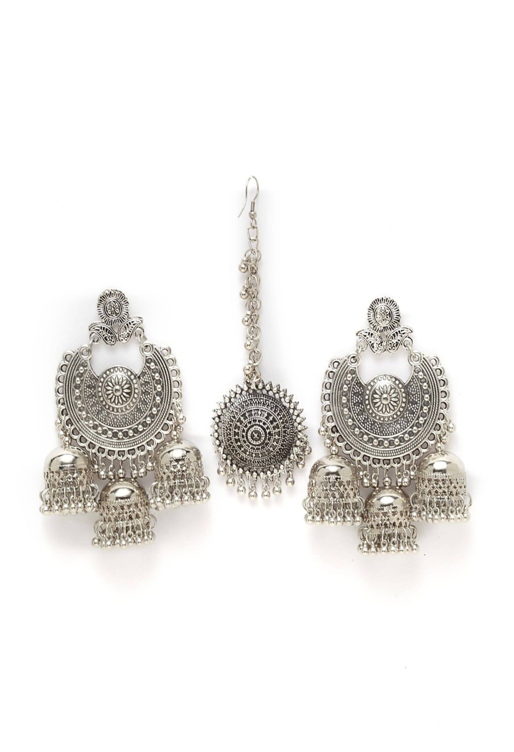 Mominos Fashion Johar Kamal Beautiful Jhumkas With Maang Tikka Earrings - Grab2buy