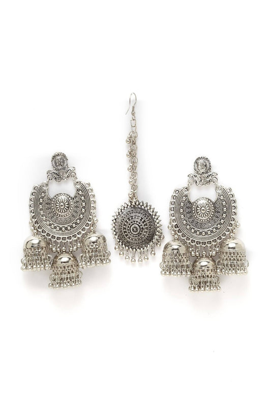 Mominos Fashion Johar Kamal Beautiful Jhumkas With Maang Tikka Earrings - Grab2buy