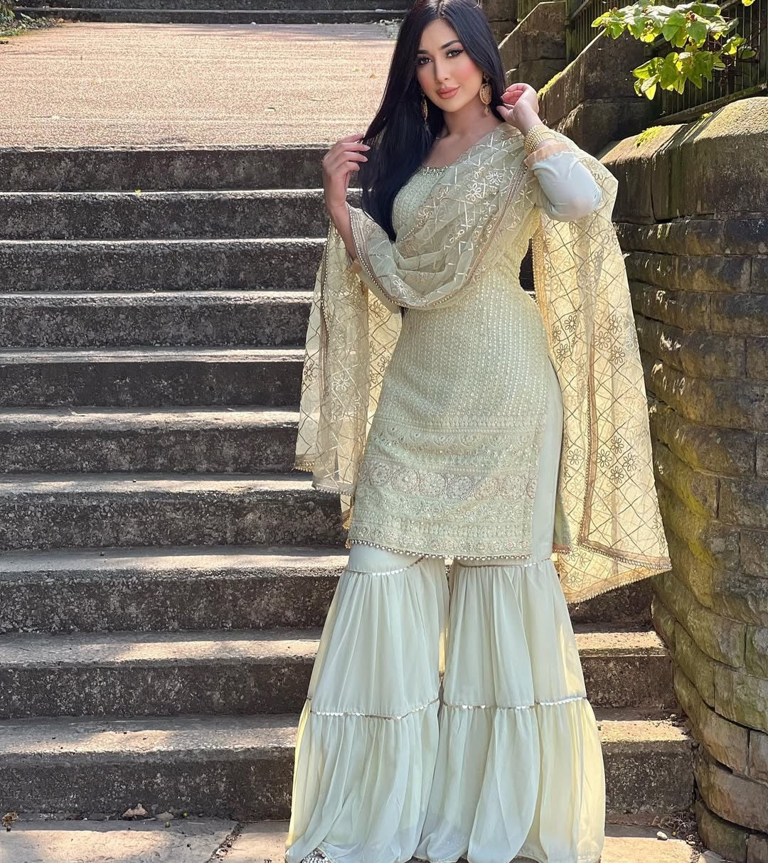Teeya Creation Pista Colour Chinon Silk Heavy Embroidery Work Fully Stitched Salwar Suit