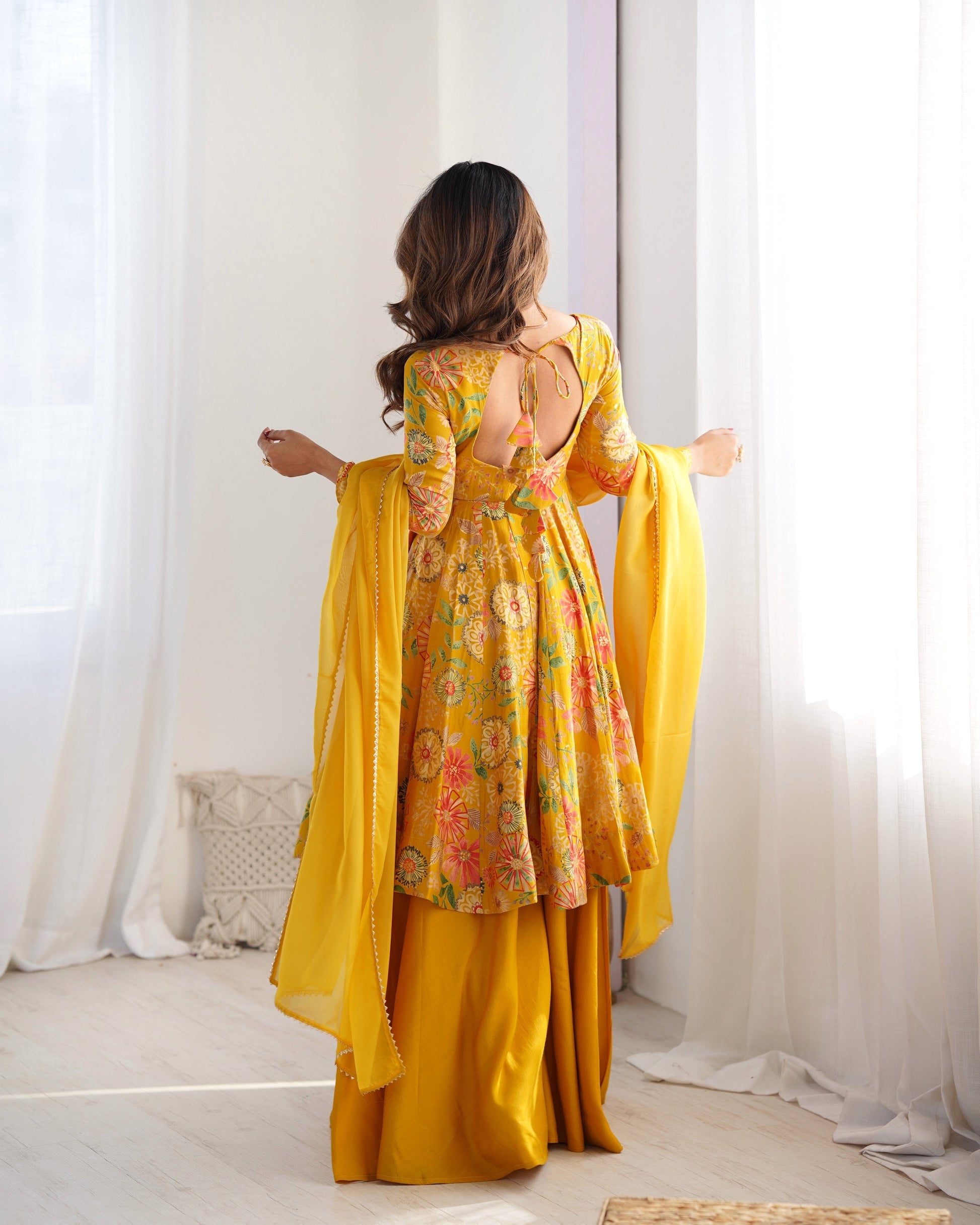 Teeya Creation Yellow Color Faux Georgette Kediya Style Fully Stitched Printed Kediya  Grab2Buy Teeya Creation Grab2Buy