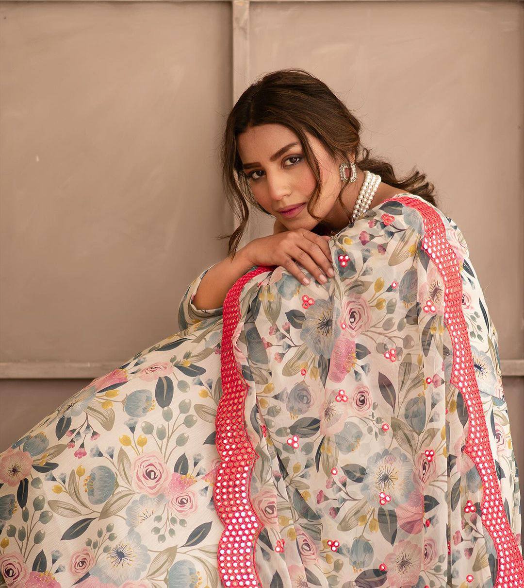 Teeya Creation Multicolor Chinon Silk Digital Print With Sequence Work Anarkali With Pants And Dupatta