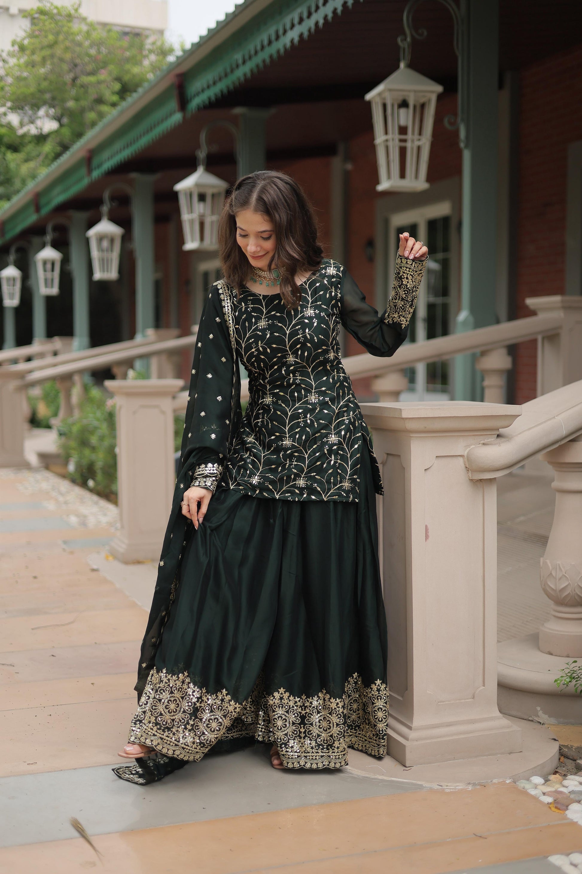 Teeya Creation Green Color rangoli Silk Heavy Sequence And Embroidery Work Fully Stitched Plazo Pair