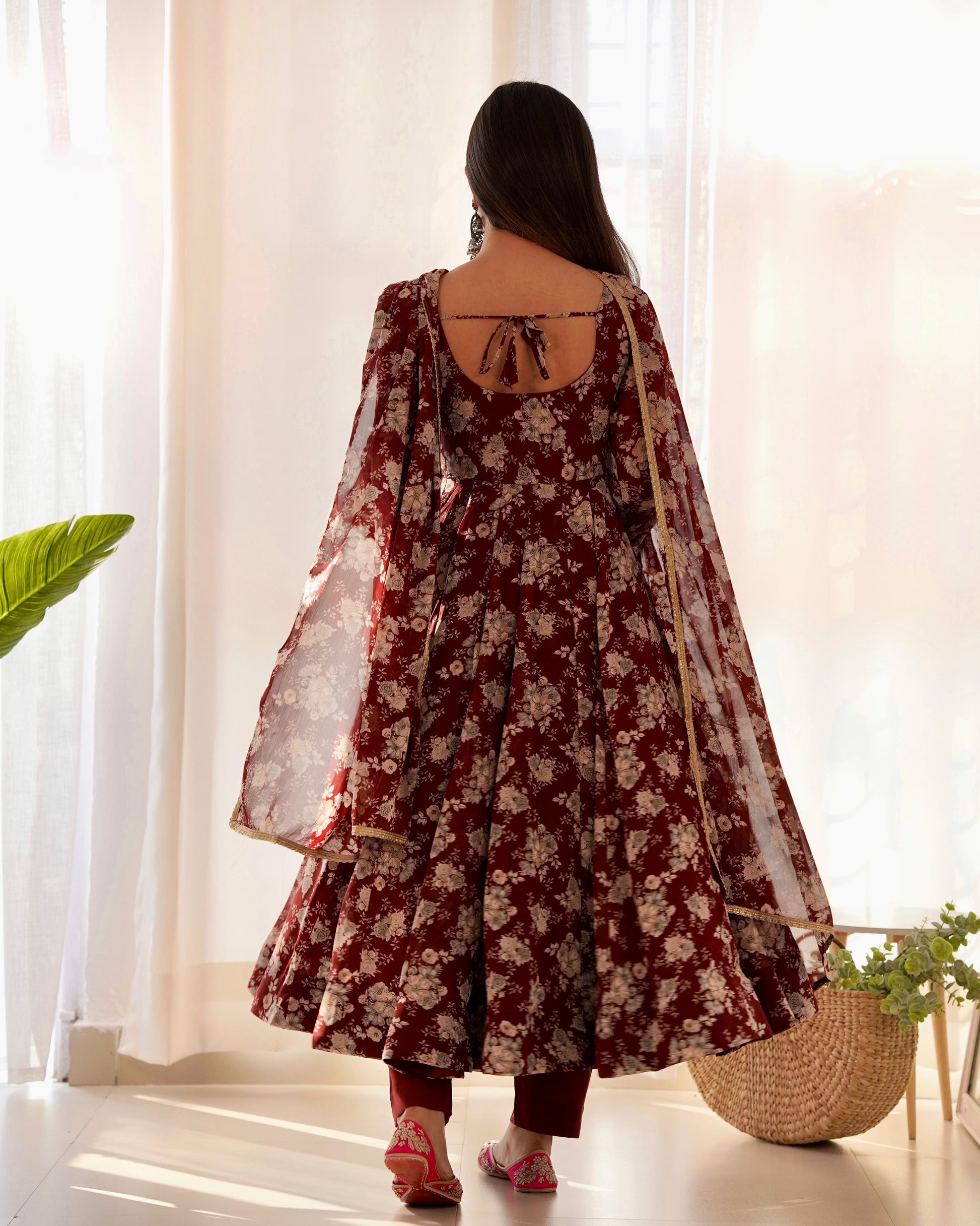 Teeya Creation Multicolor Faux Georgette Digital Printed Fully Stitched Gown