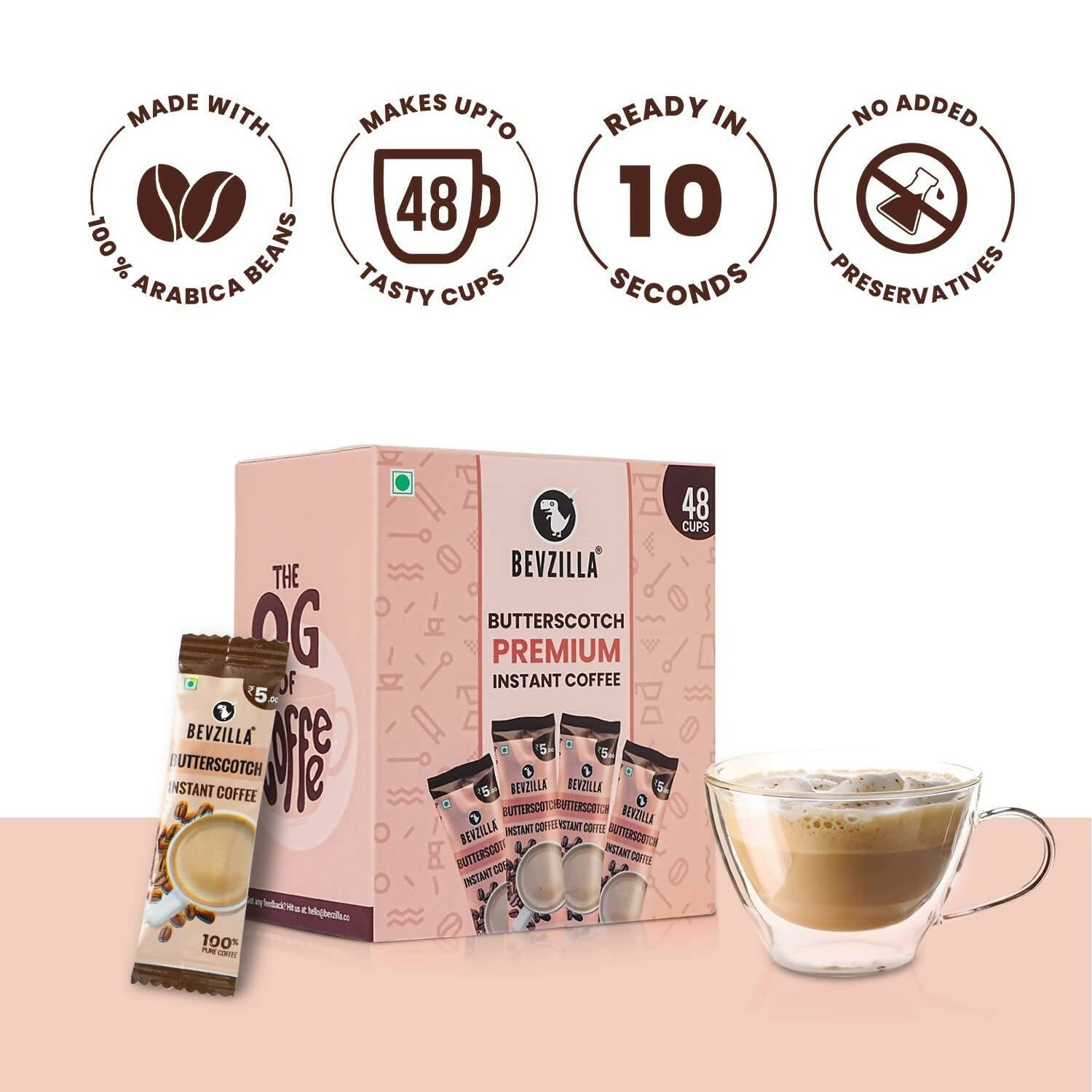 Bevzilla Instant Coffee Powder Sachets (Butterscotch) 