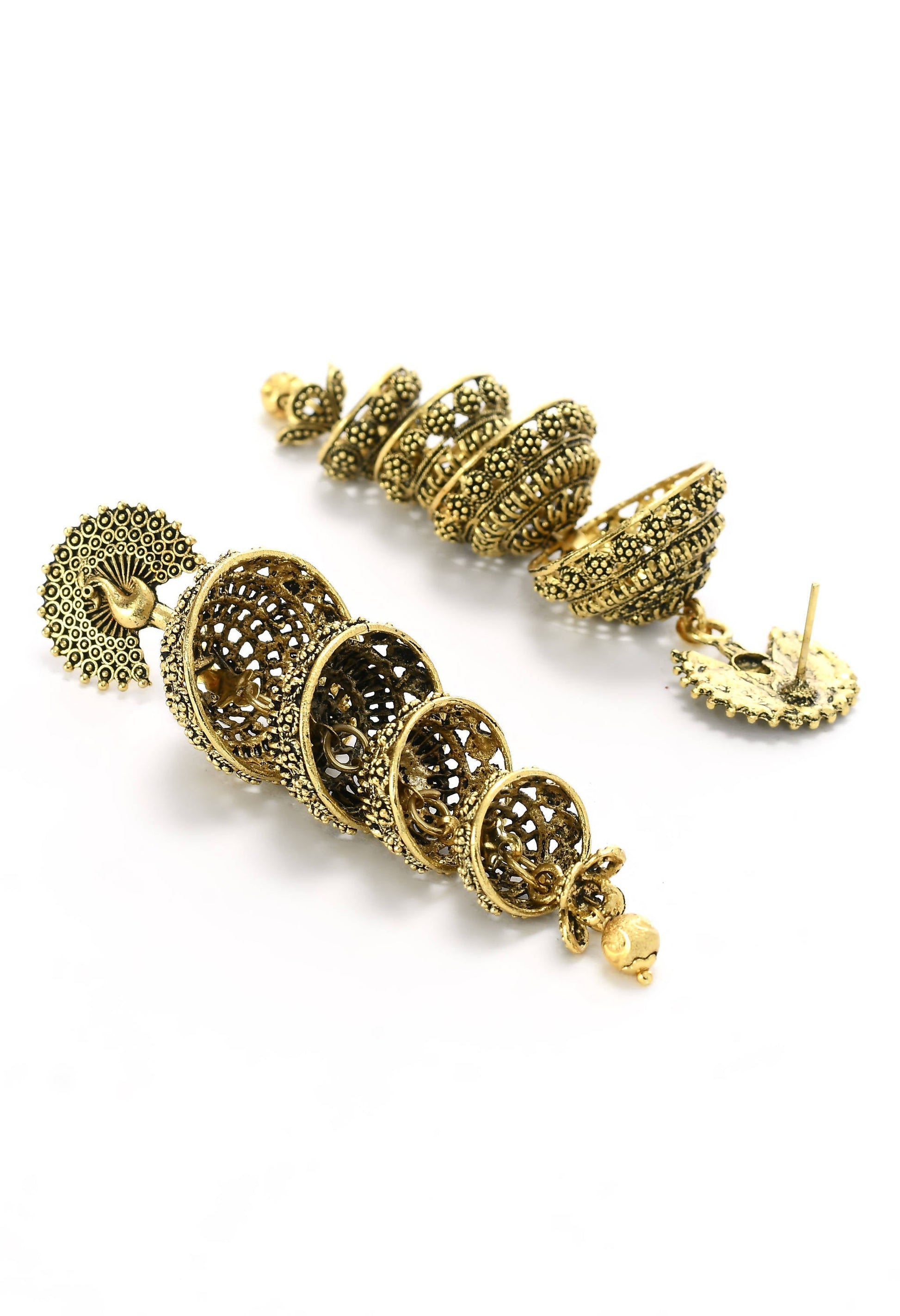 Mominos Fashion Johar Kamal Peacock Design Golden Colour Earrings - Grab2buy