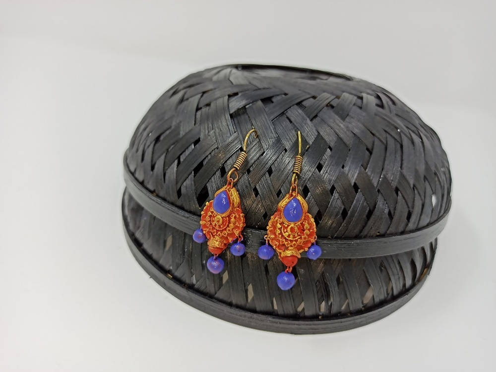 Terracotta Boho Style Hangings-Golden Red And Blue