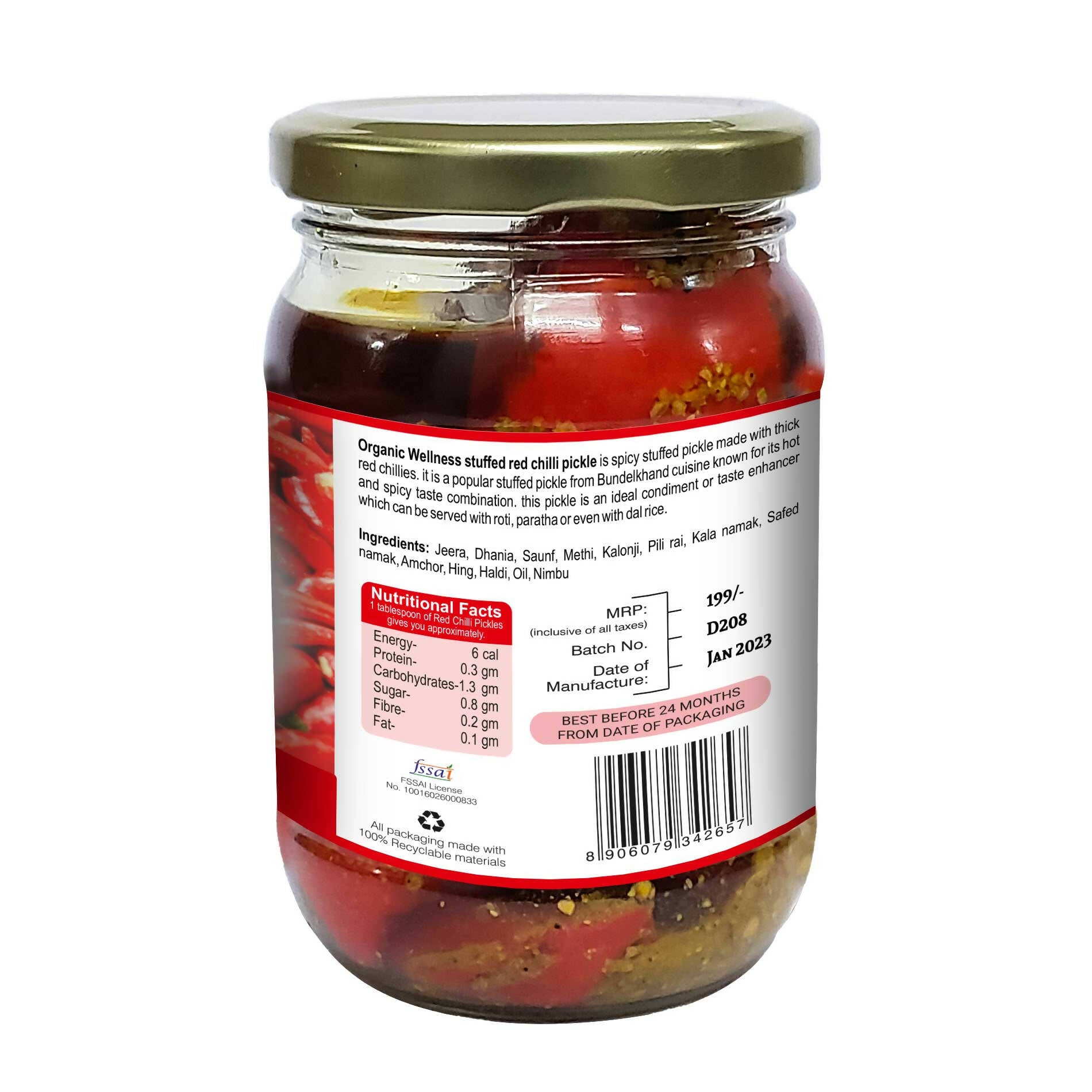 Organic Wellness Red Chilli Pickle - Grab2buy