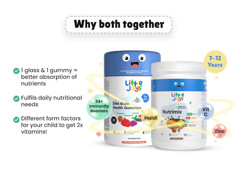 Little Joys DHA Brain Health Gummies & Nutrimix Development Kit 7+ - Chocolate