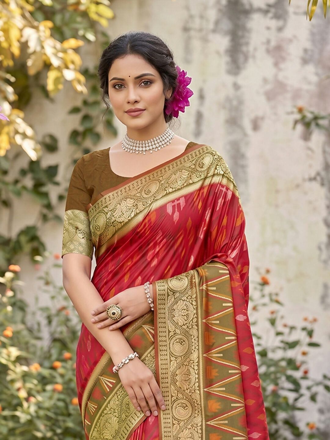Shree Shyam Fashion Red Soft Silk Saree