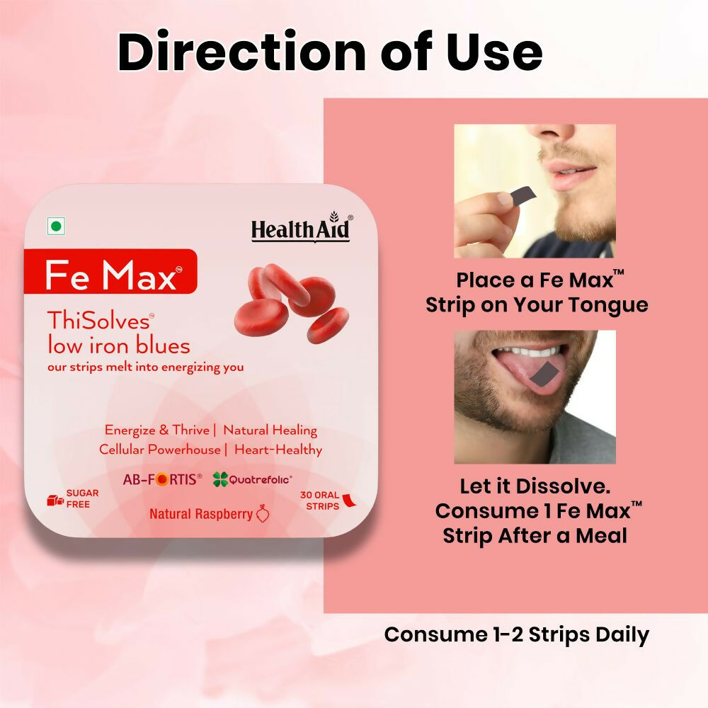 HealthAid Fe Max ThiSolves Oral Strips - Grab2buy