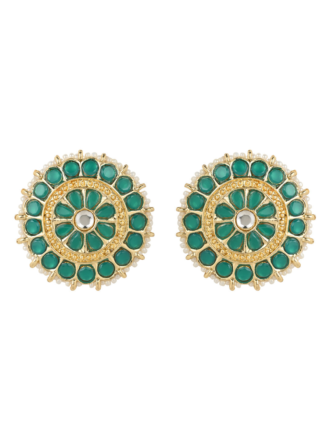 Gold-Polished Traditional Kundan & Pearl Studded Choker Necklace Set For Women/Girls - Wahe Jewels Noz2Toz