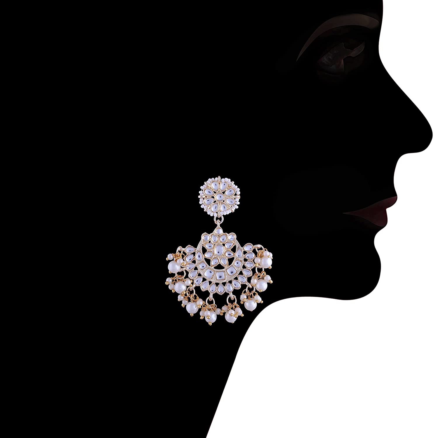 Gold-Polished Traditional Pearl Kundan Studded Jewellery Necklace Set with Maang Tikka for Women - Wahe Jewels Noz2Toz