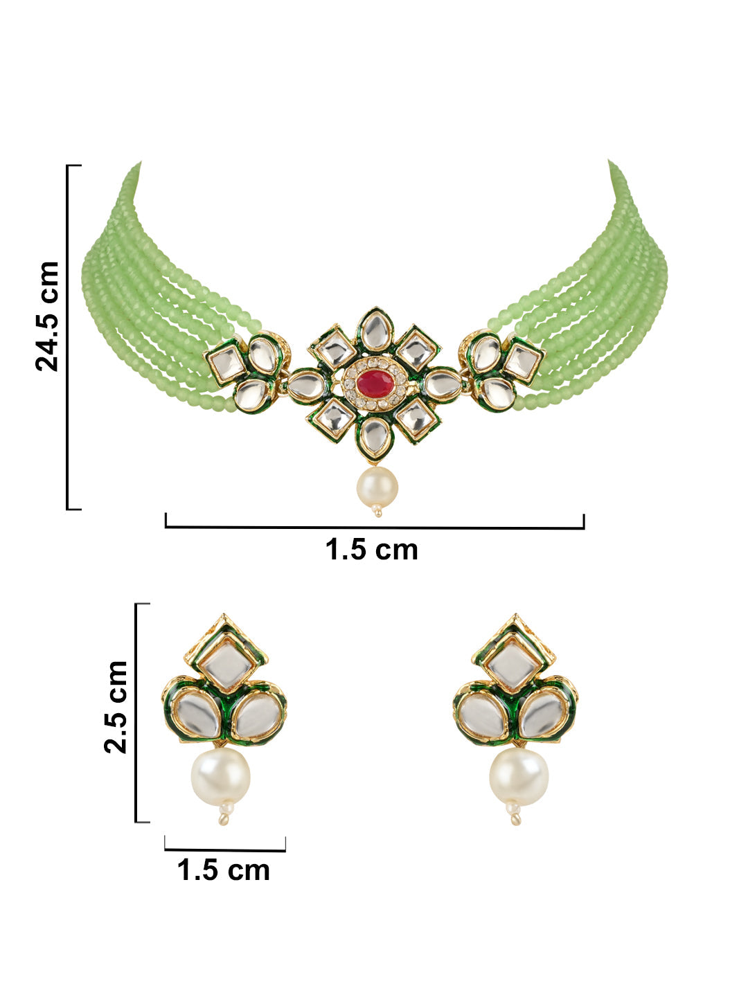 Gold-Polished Traditional Choker Set Glided With Kundan & Beads For Women/Girls - Wahe Jewels Noz2Toz