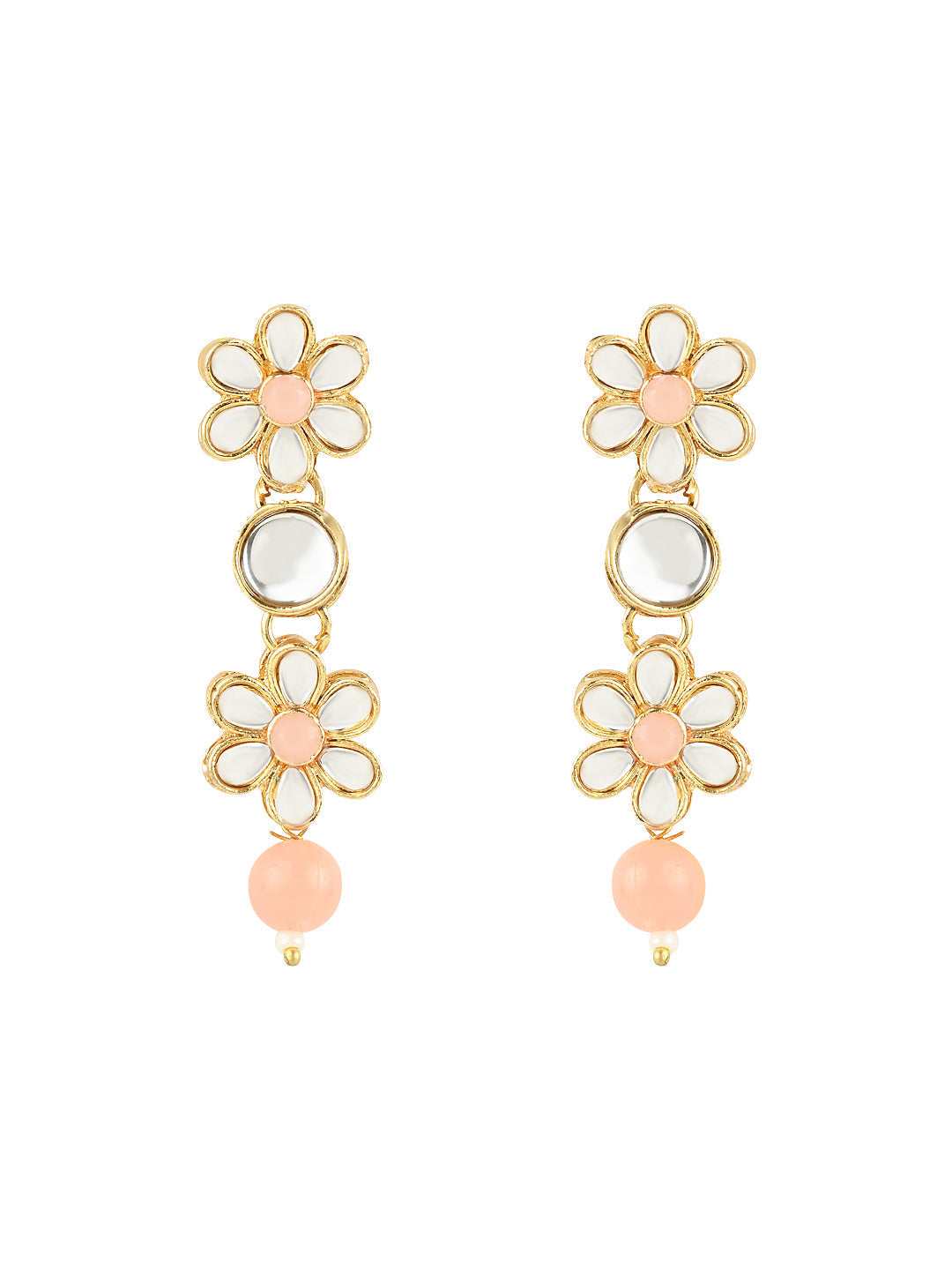 Gold-Polished Traditional Kundan Studded Bridal Choker Necklace & Drop Earrings Jewellery Set For Women/Girls - Wahe Jewels Noz2Toz