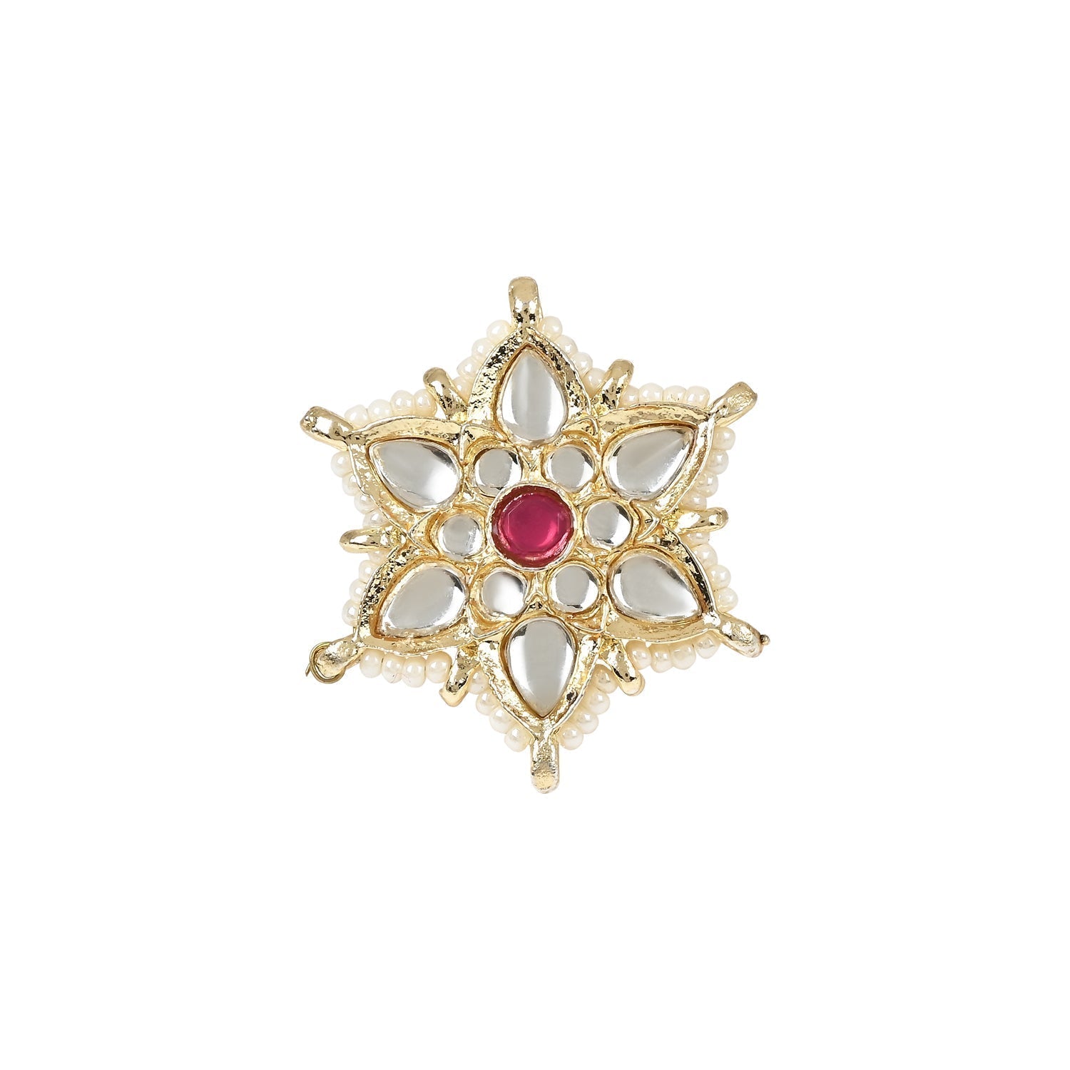 Gold-Polished Traditional Handcrafted Stone Studded Pearl Choker Necklace Jewellery Set With Earrings & Finger ring For Women And Girls - Wahe Jewels Noz2Toz