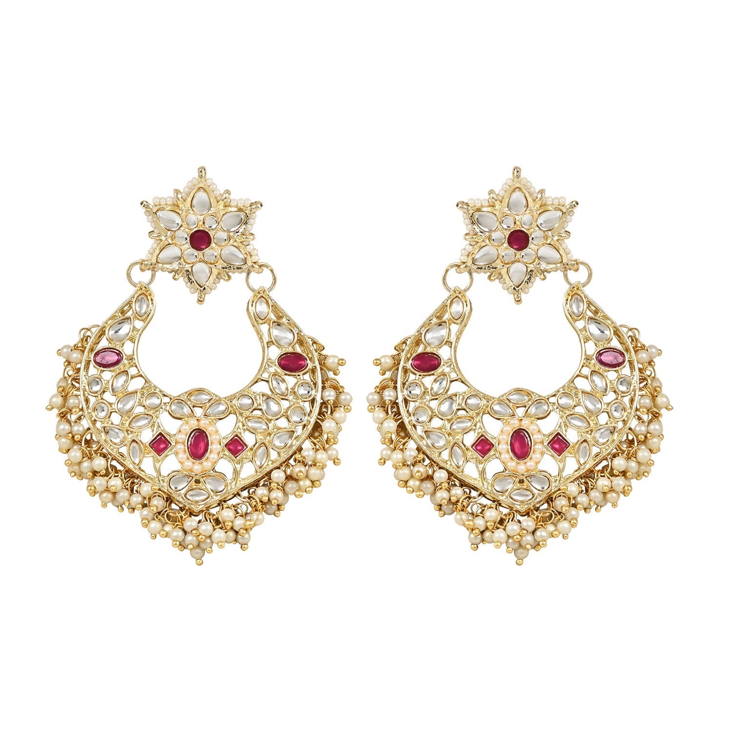 Gold-Polished Traditional Handcrafted Stone Studded Pearl Choker Necklace Jewellery Set With Earrings & Finger ring For Women And Girls - Wahe Jewels Noz2Toz