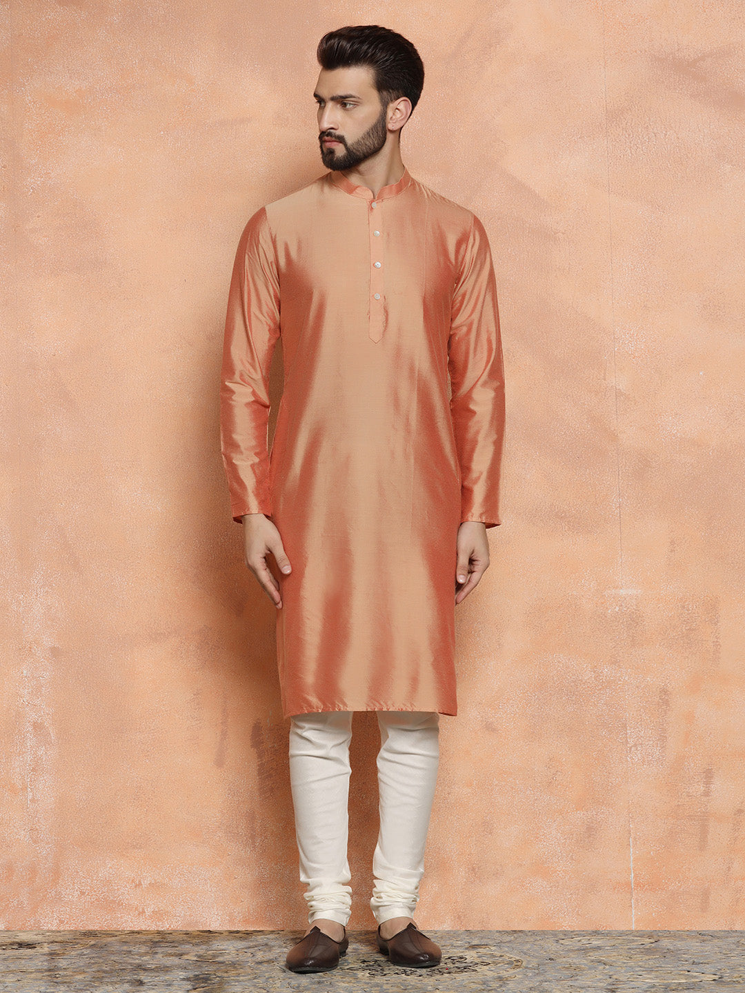 Kisah Men's Multi-Coloured Printed Kurta Jacket with Churidar Set 
