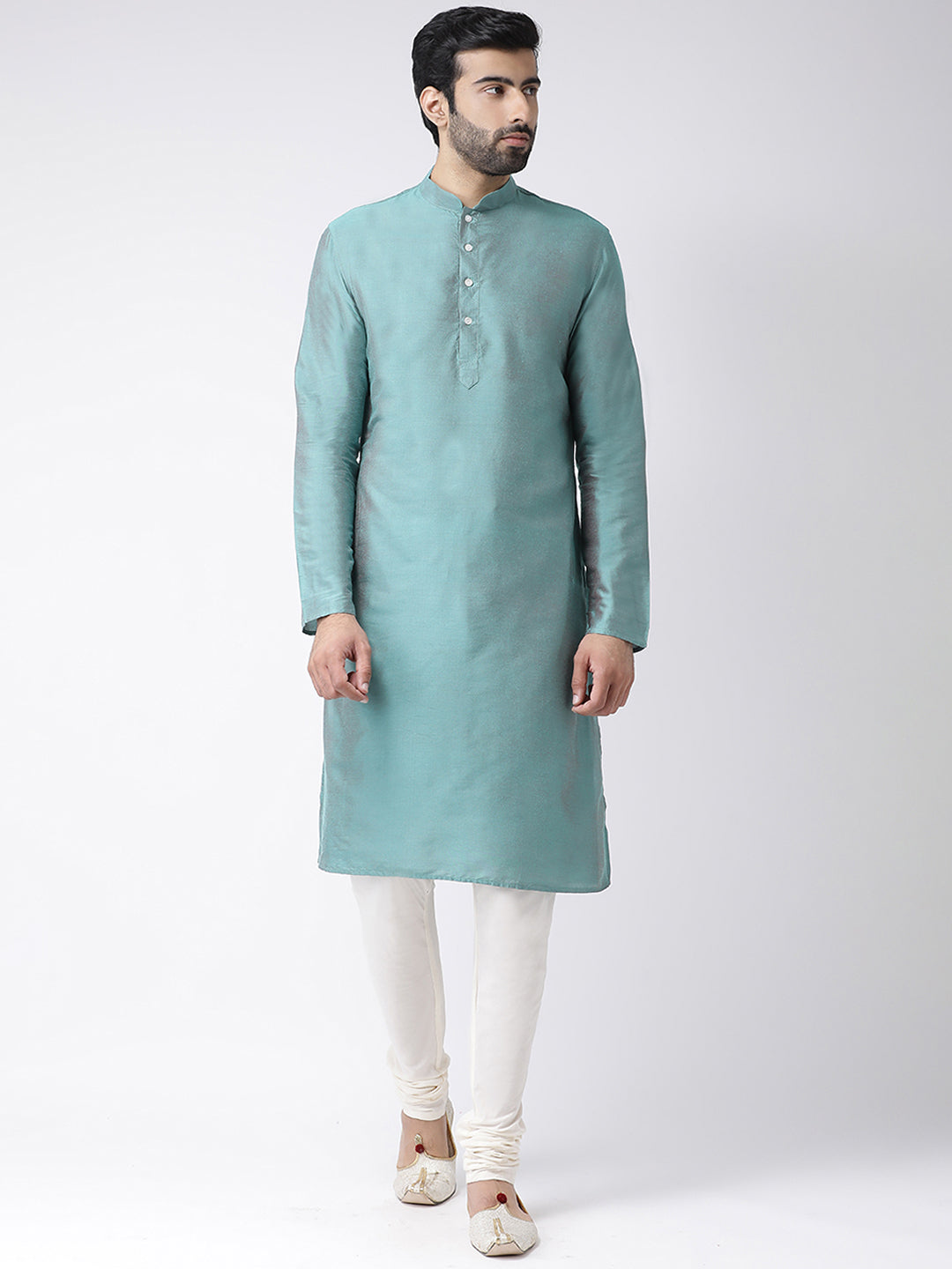 Kisah Men Off-White Printed Kurta Jacket Churidar Set 
