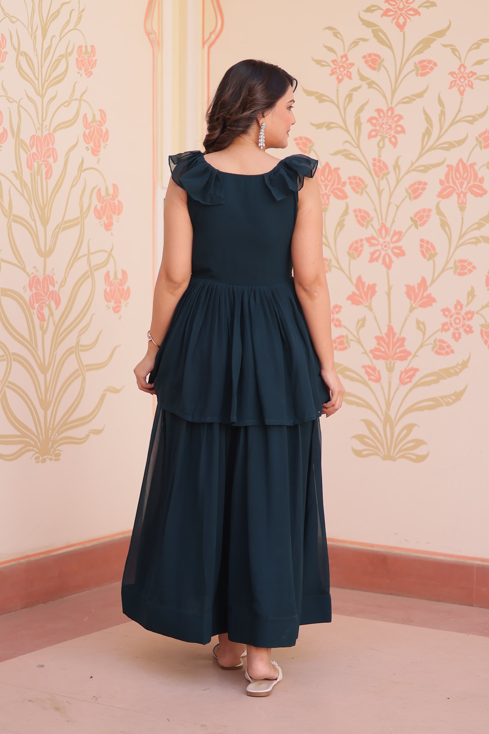 Prazu Fashion Rama Georgette Embroidered Designer Gown