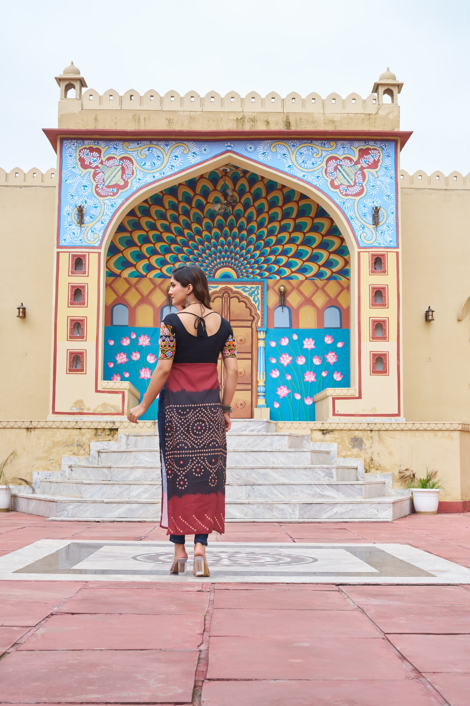 Prazu Fashion Black Rayon Printed With Kutchi Gamthi Work Navaratri Kurti