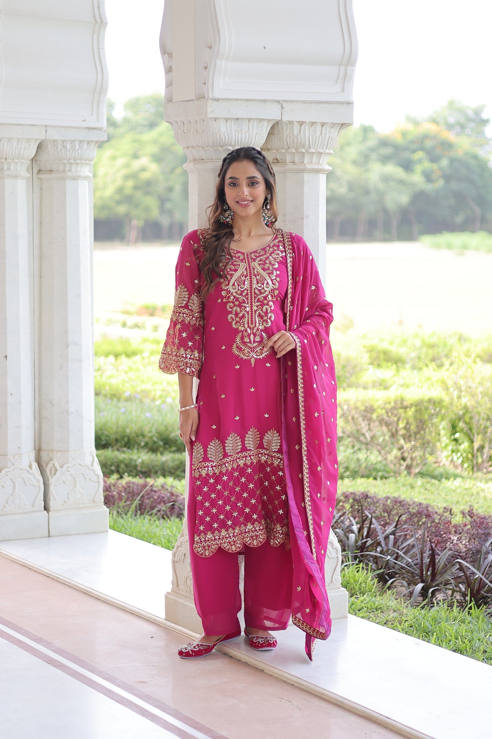 Prazu Fashion Pink Georgette Embroidered Designer Salwar Suit