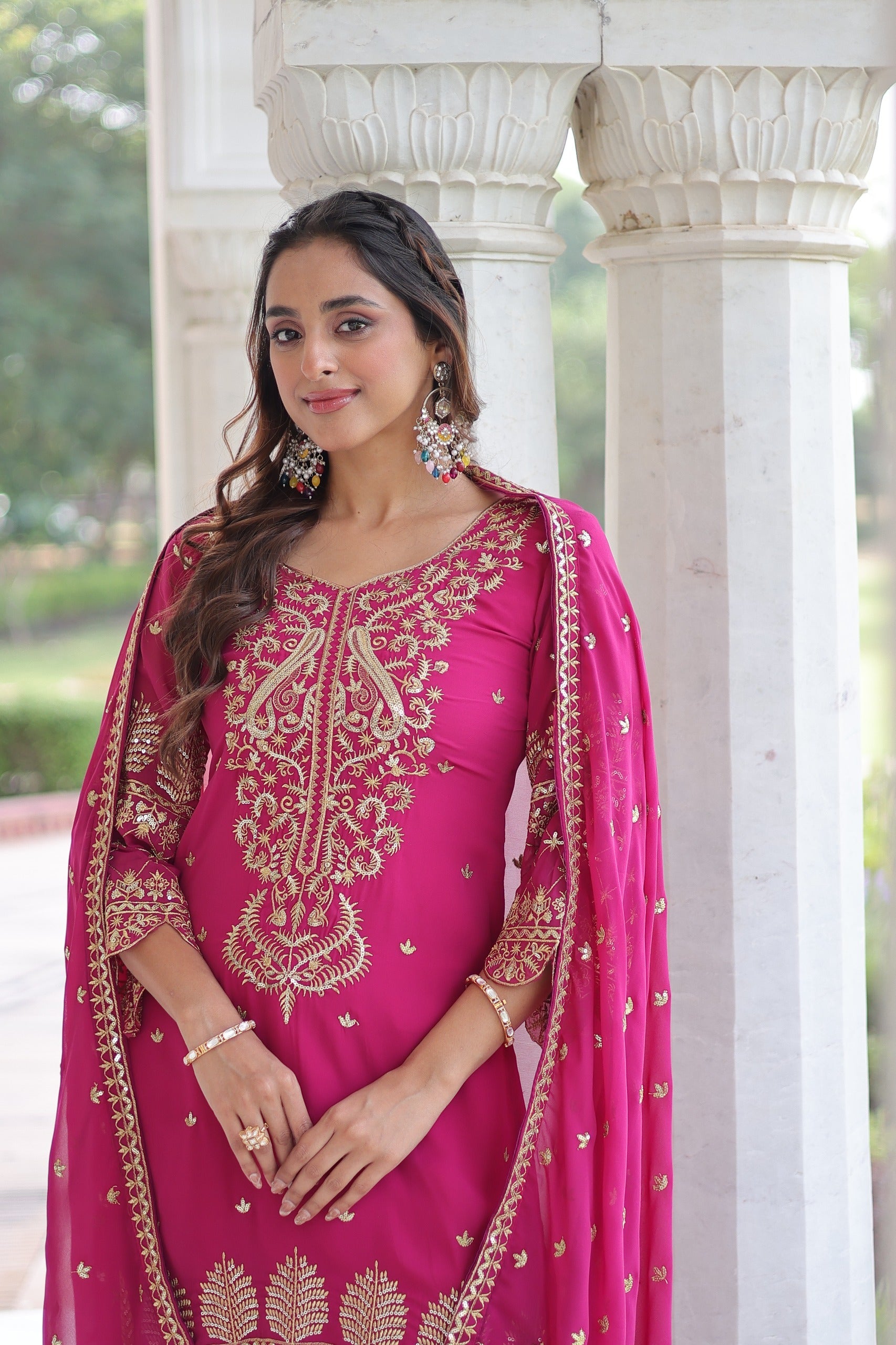 Prazu Fashion Pink Georgette Embroidered Designer Salwar Suit