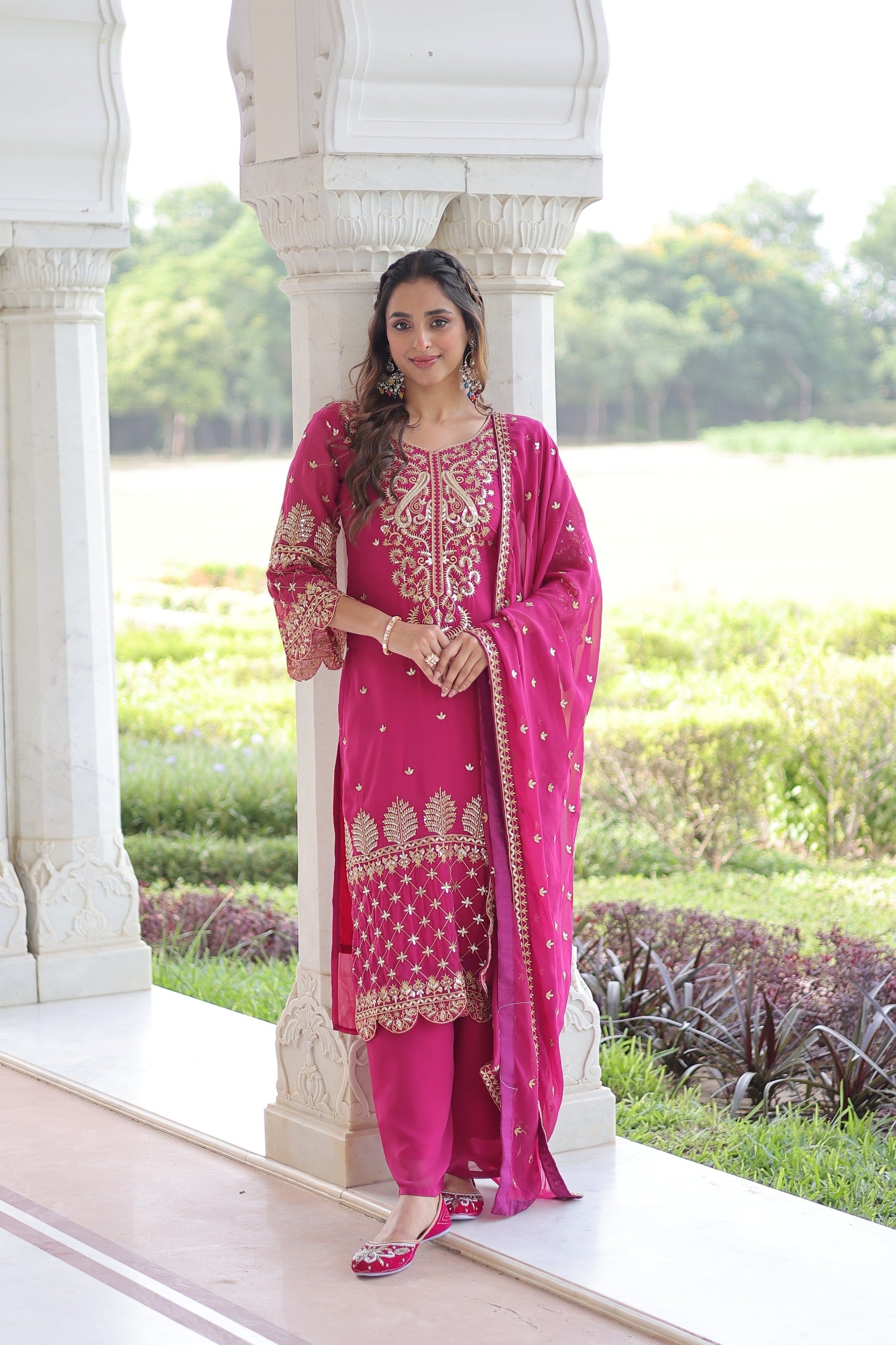 Prazu Fashion Pink Georgette Embroidered Designer Salwar Suit