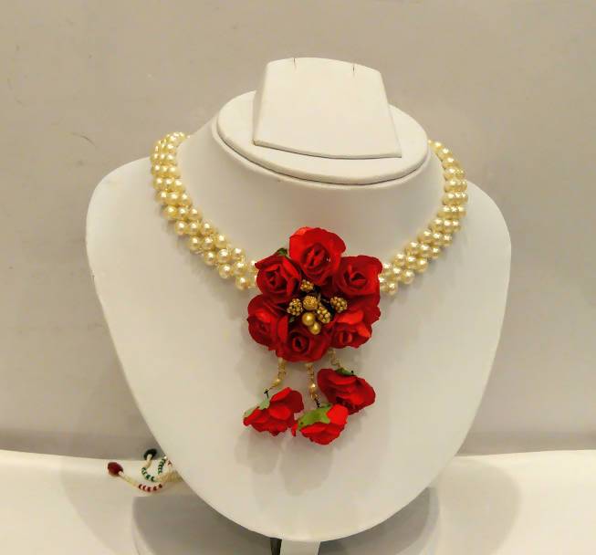 Artificial Flower Jewelry Set For Haldi