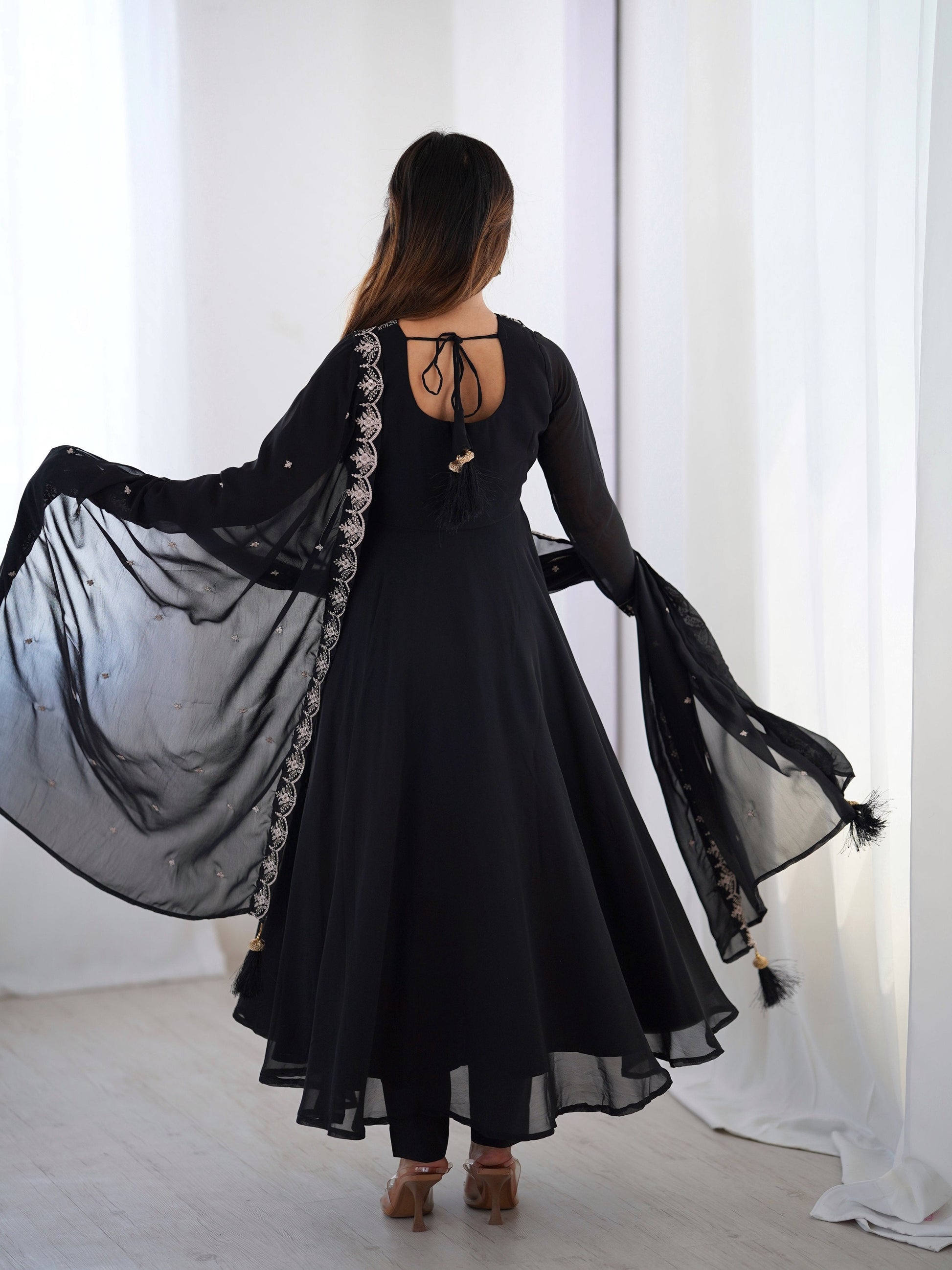 Lehenga Mart Designer Anarkali Suit for Women or Girls - Black