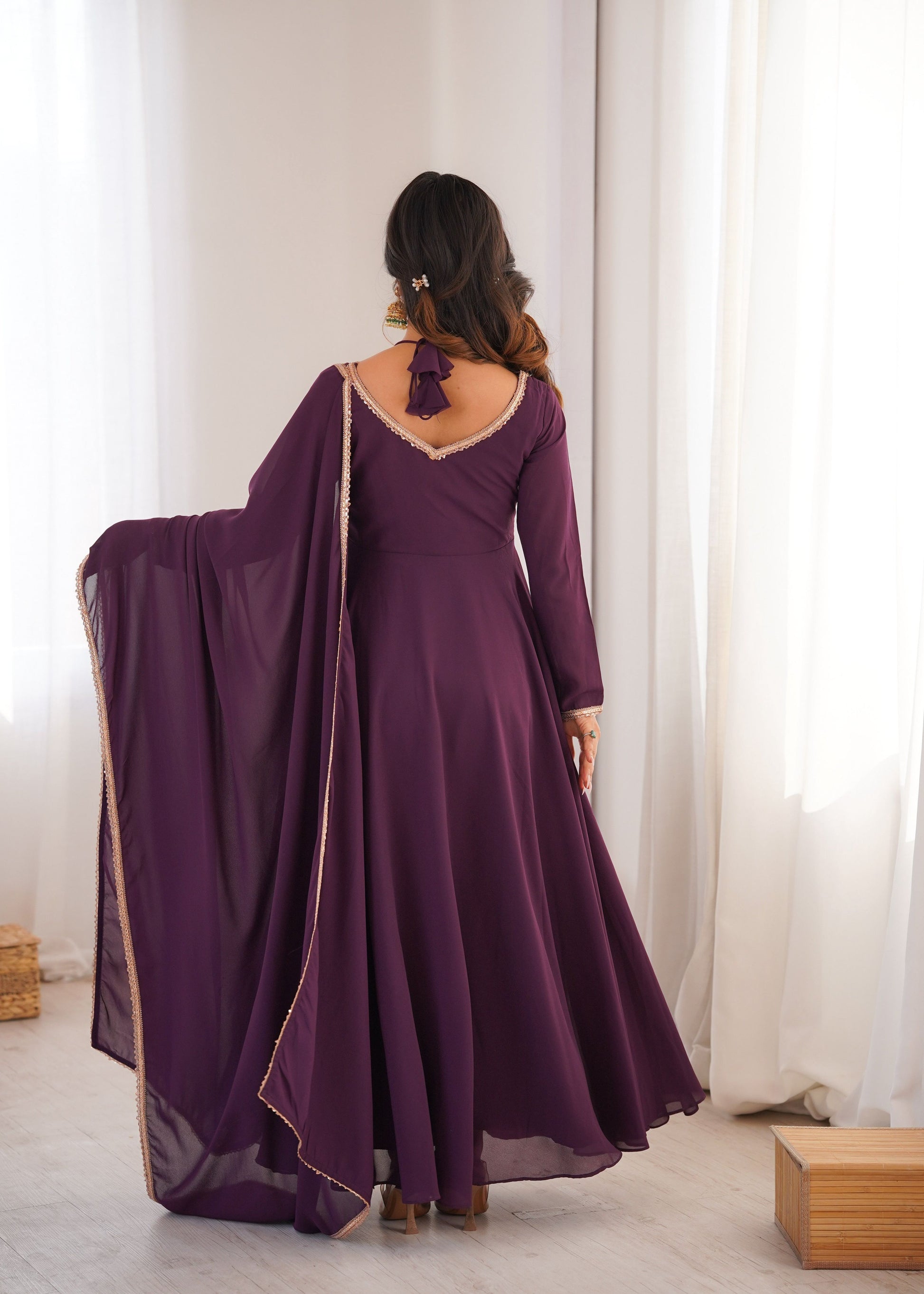 Lehenga Mart Designer Anarkali Suit With Kurta Dupatta For Women-Wine