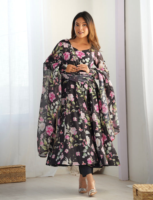 Lehenga Mart Wedding Wear Anarkali Suit With Dupatta - Black