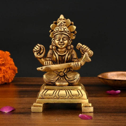 ShreeYaash Brass Goddess Saraswati Idol - Grab2buy