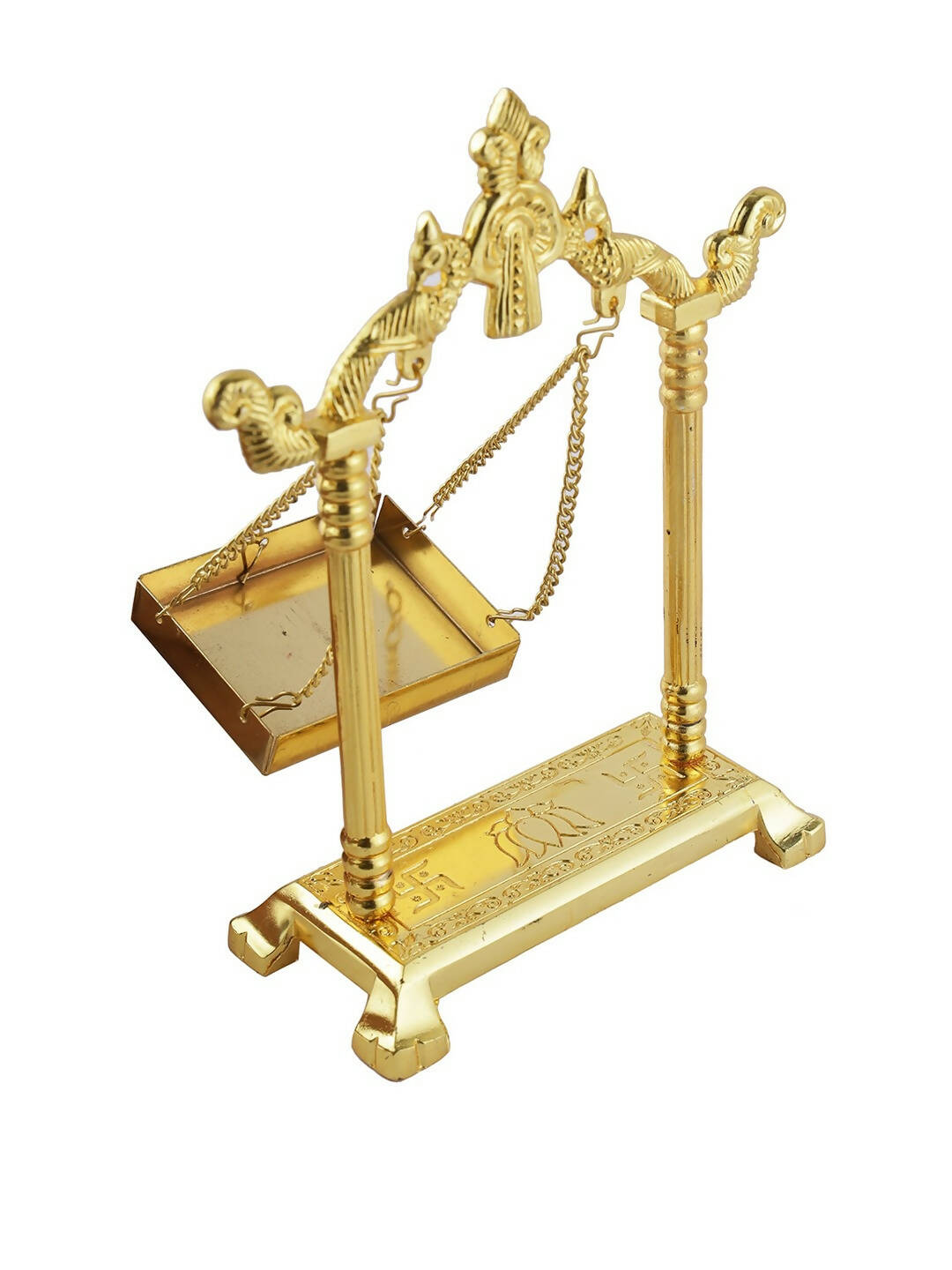 CraftVatika Gold-Toned Aluminium Laddu Gopal Lord Jhula Mandir 