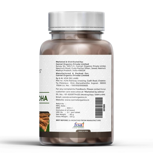 Carmel Organics Ashwagandha Root Extract 500 Mg Tablets 