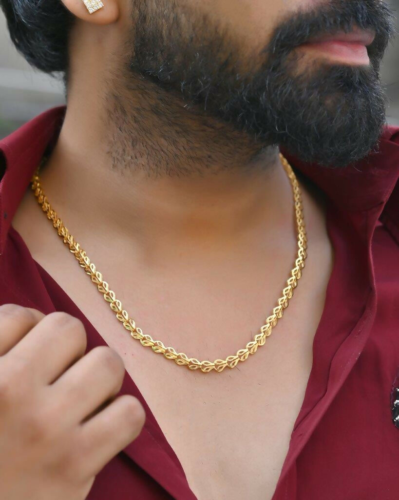 VOJ Gold-Polished Designer Contemporay Chain For Men 