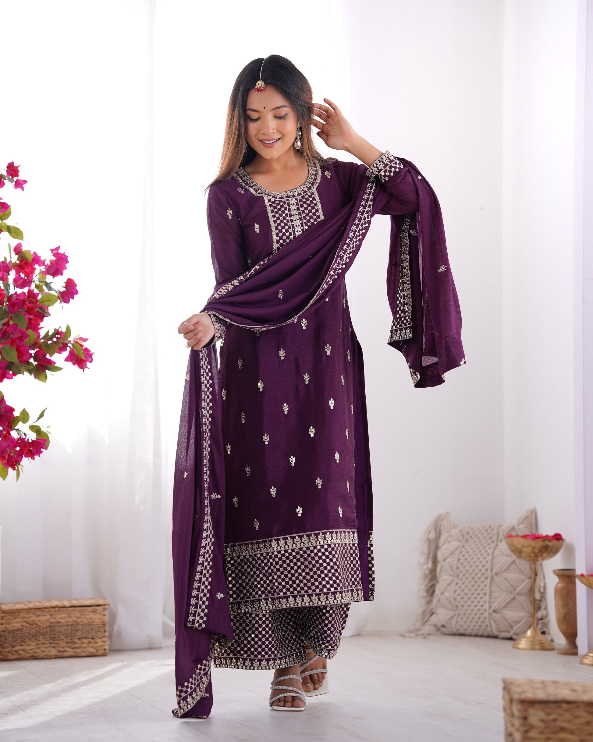 Lehenga Mart Designer Salwar Suit With Dupatta - Wine