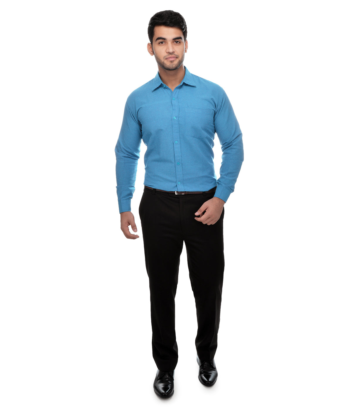 RIAG Blue Men's Full Sleeves Solid Shirt